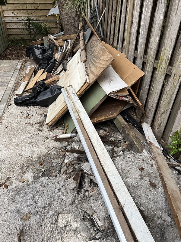 Construction debris at a residental renovation